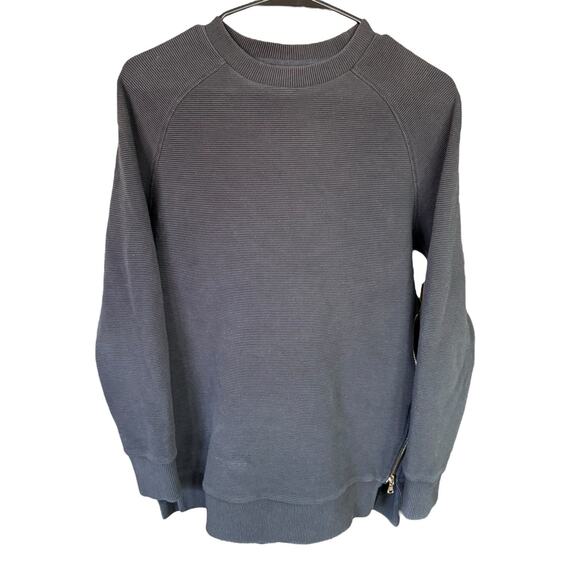 Varley Manning Long Sleeve Sweater Xs Black Oversized Boxy Side Zippers Ribbed - Picture 1 of 9